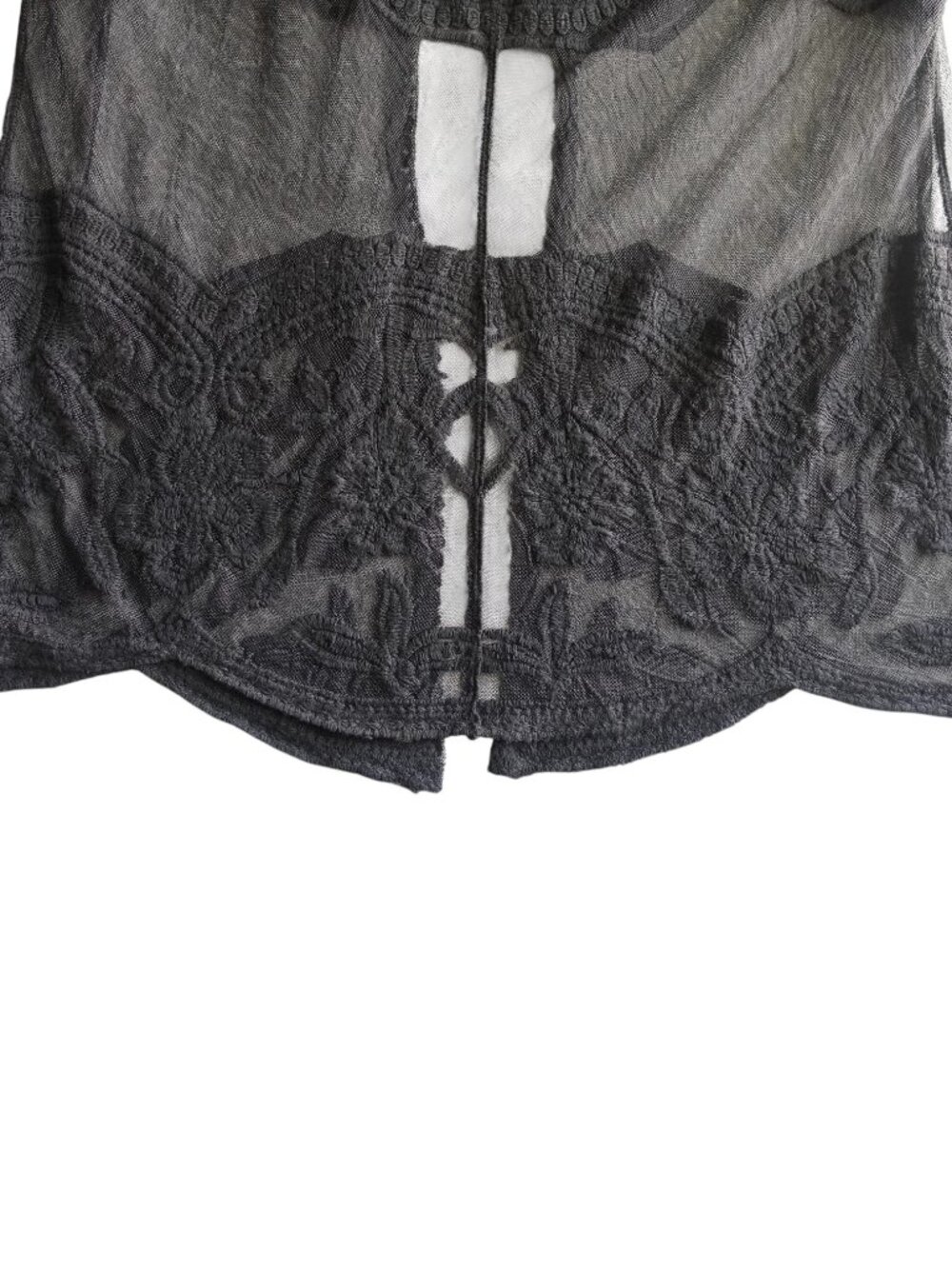 Black Lace Duster Kimono Robe One Size Sheer Gothic Boho Resort Cover Up EUC - Picture 7 of 8